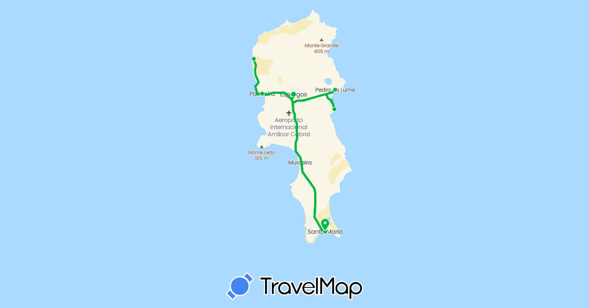 TravelMap itinerary: driving, bus in Cape Verde (Africa)